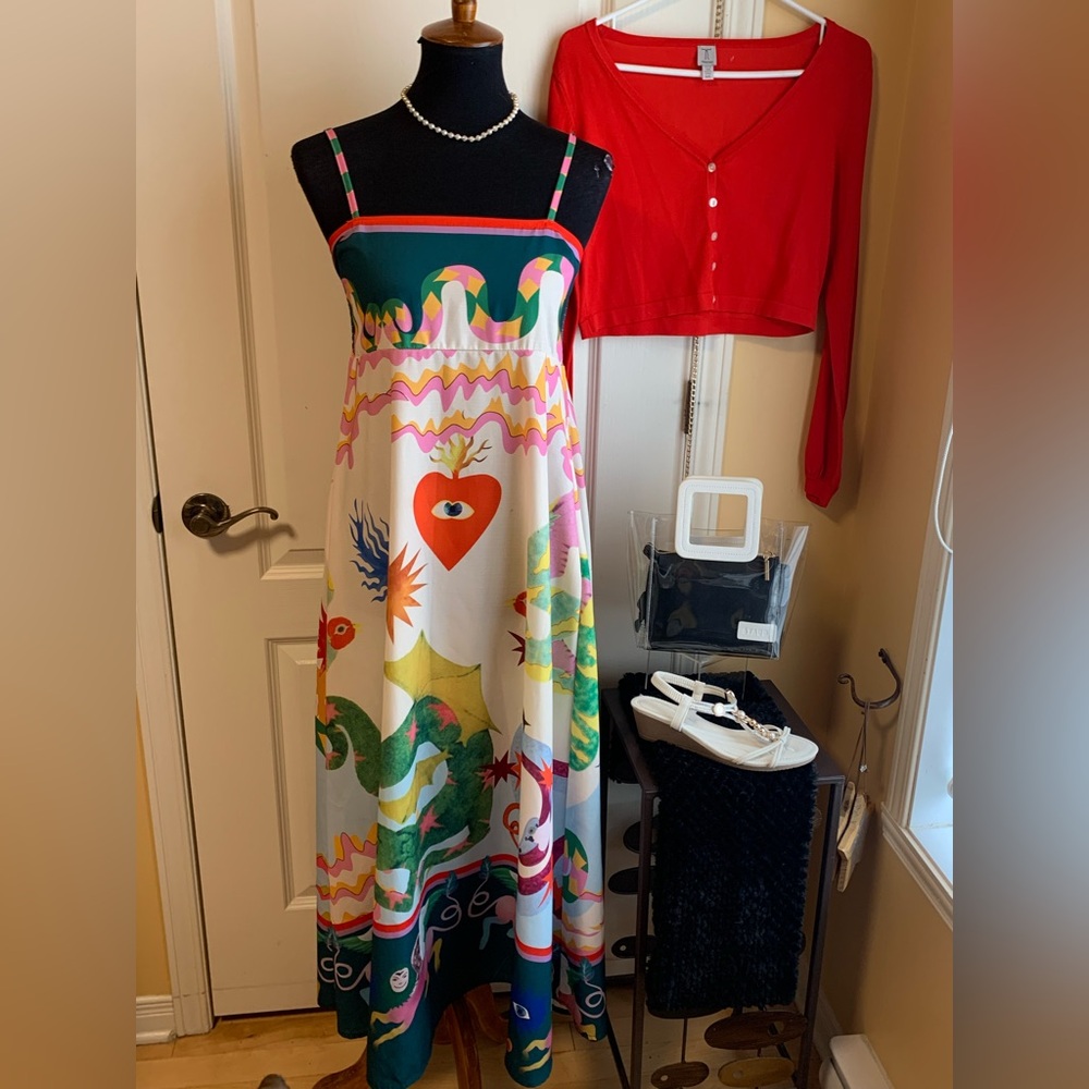 graffiti Printed Maxi Dress in Multi Color